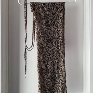 Front tie cheetah flair pants